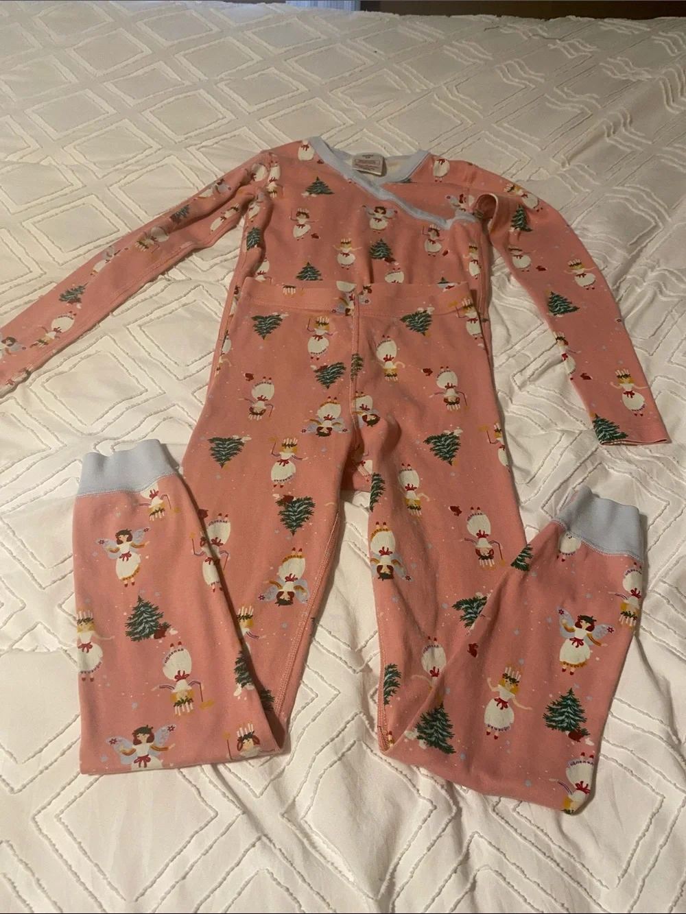 Hanna Andersson Pink Angel & Christmas Tree Print Pajama Set